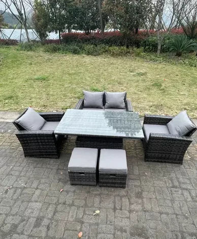 6 Seater London Rattan Outdoor Furniture Dining Table