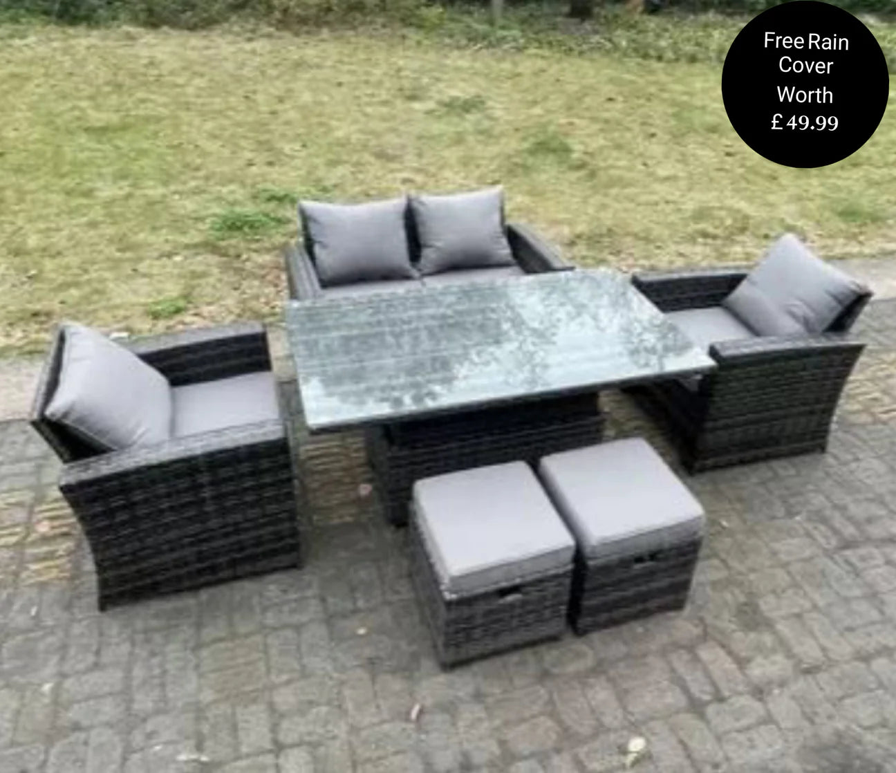 6 Seater London Rattan Outdoor Furniture Dining Table