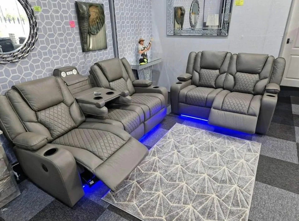 Electric Florida Leather Recliner Suite