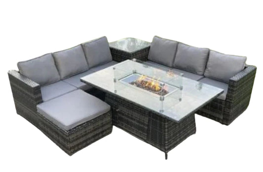 Wales Rattan Garden Dining Set | Fire Pit Dining Set