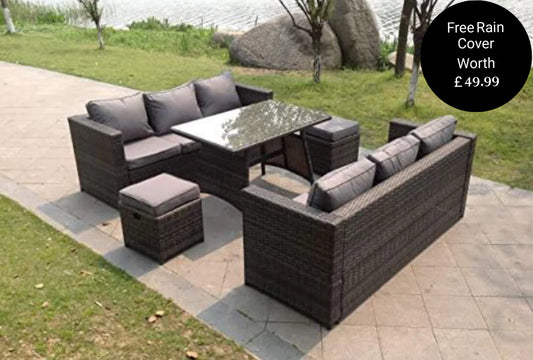 Leeds 8-Seater Rattan Lounge Sofa Set