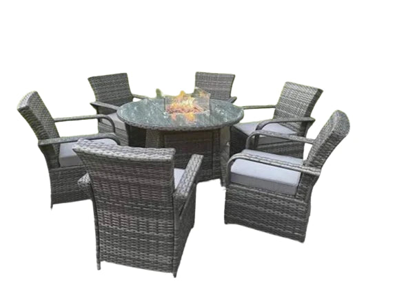 Fenton Round Rattan Garden Set with Fire Pit | Rattan Garden Furniture