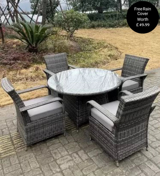 Cornwall Rattan Dining Set: 4-Seater Wicker Garden Furniture Set