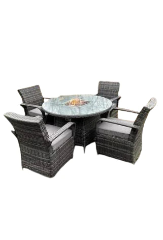 Fenton Round Rattan Garden Set with Fire Pit | Rattan Garden Furniture