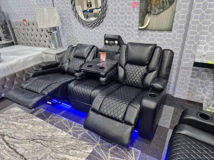 Electric Florida Leather Recliner Suite